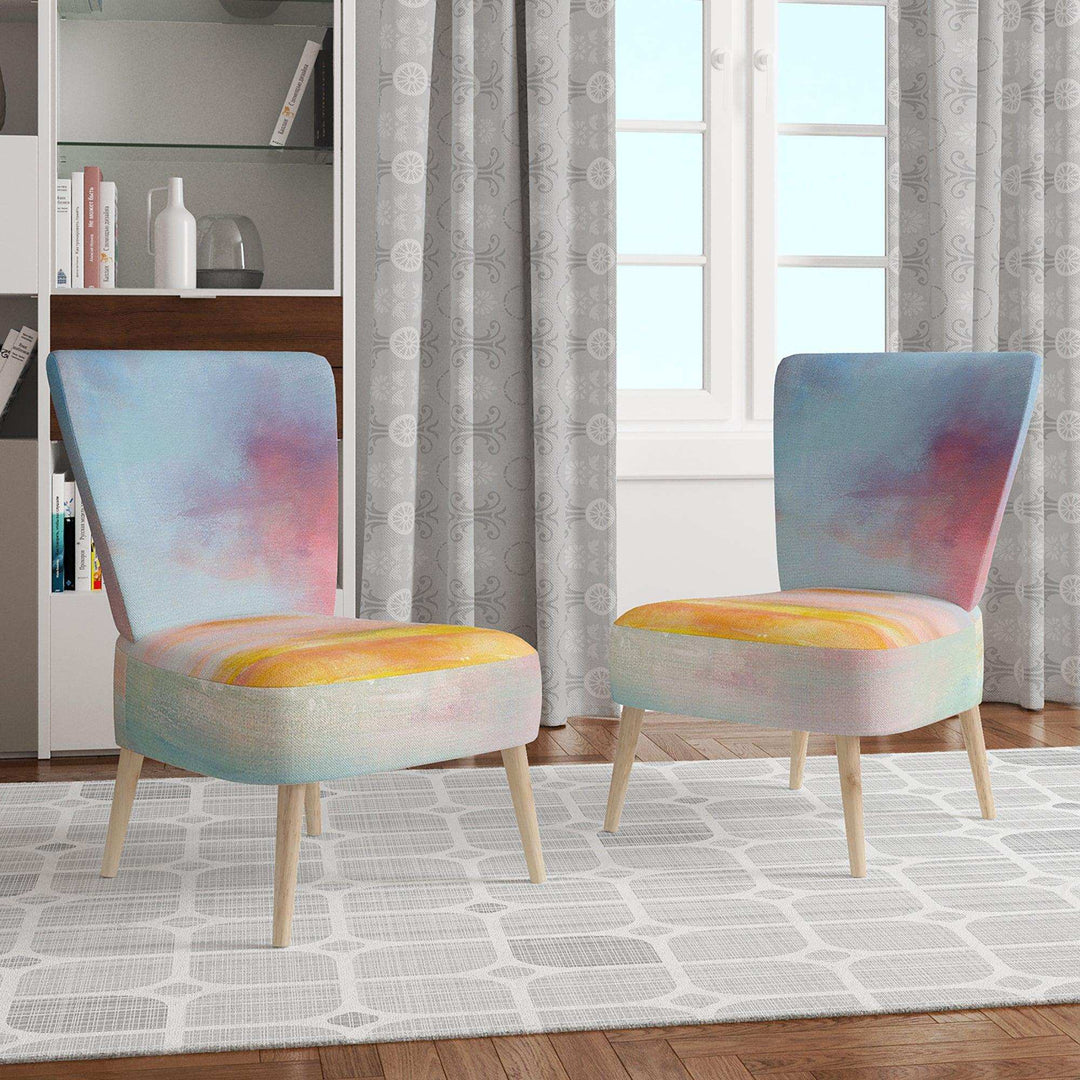 Pastel Pink And Blue Clouds Traditional Accent Chair