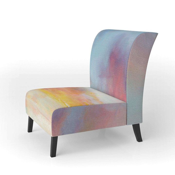 Pastel Pink And Blue Clouds Traditional Accent Chair