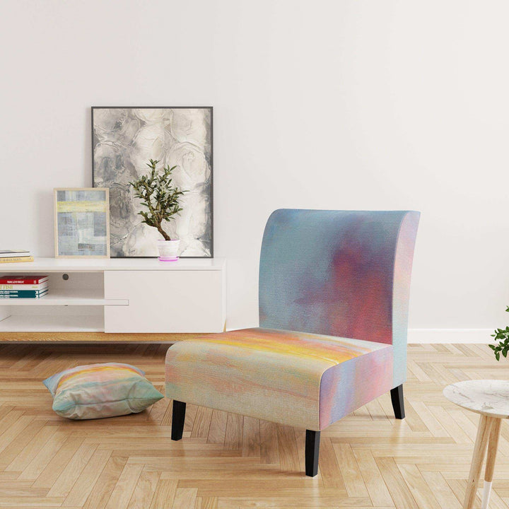 Pastel Pink And Blue Clouds Traditional Accent Chair
