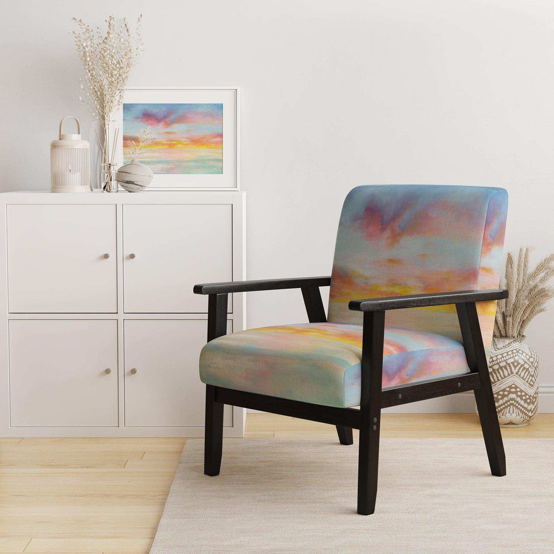 Pastel Pink And Blue Clouds Traditional Accent Chair