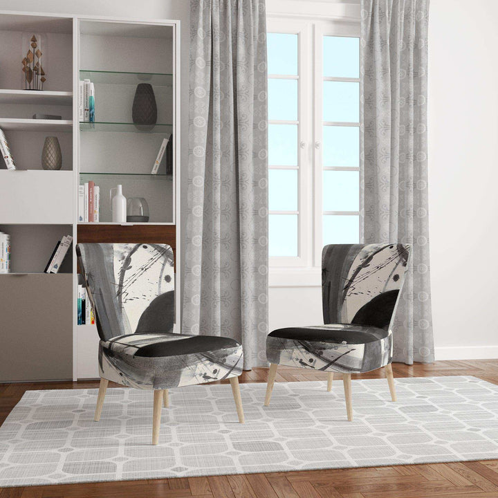 Black and White Minimalistic Painting Modern Accent Chair