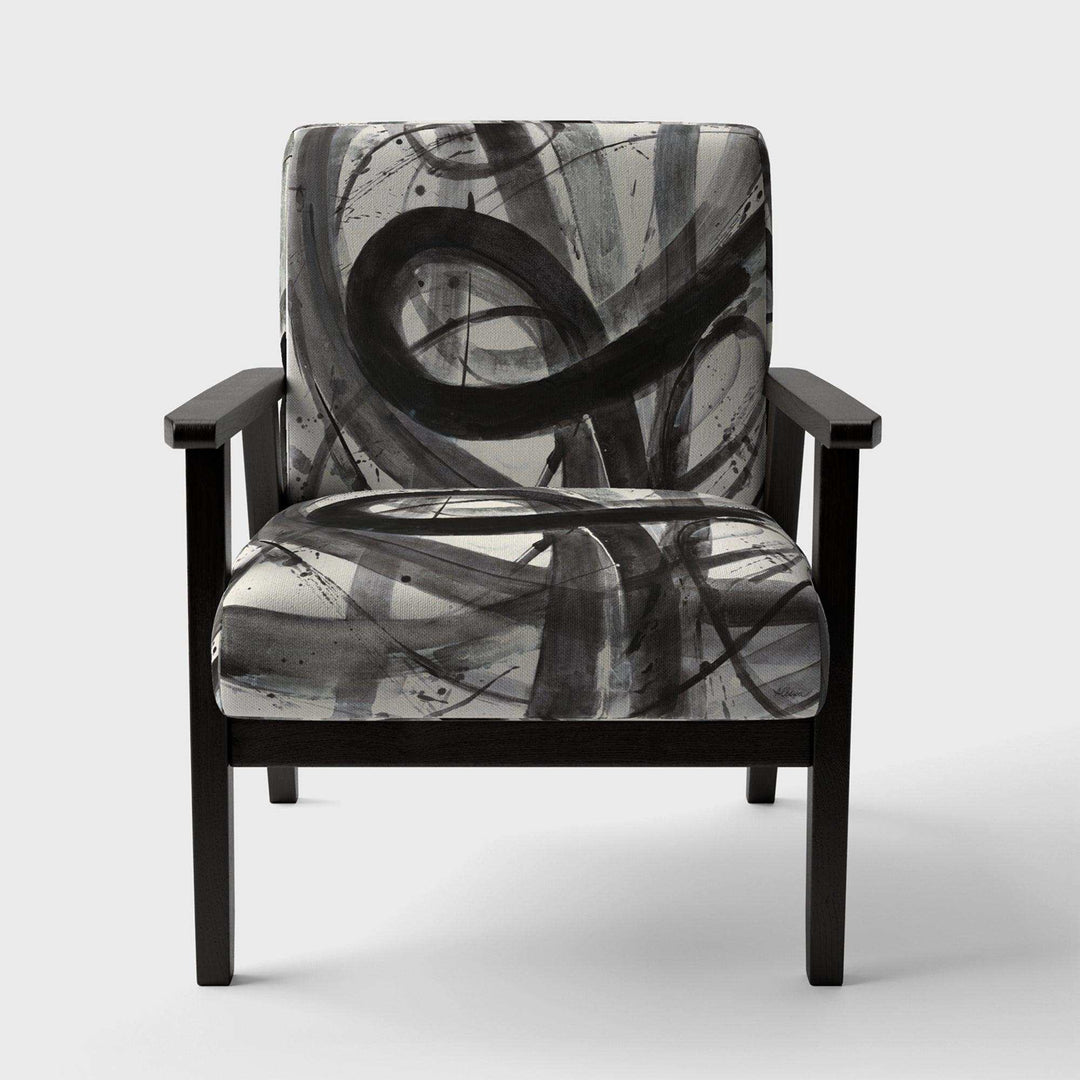 Black and White Minimalistic Painting Modern Accent Chair