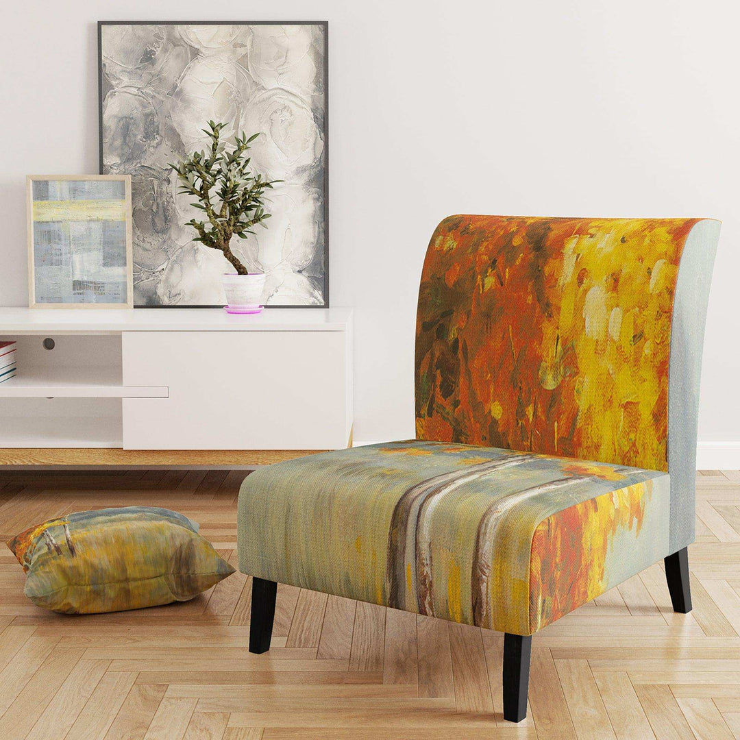 Autumn Landscape Farmhouse Accent Chair