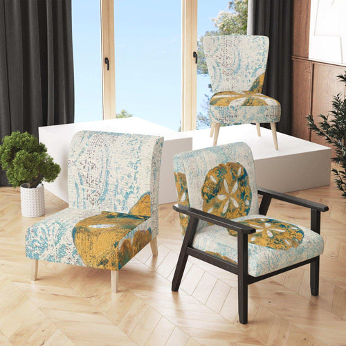 Coastal Pastel seashells II - Nautical & Coastal Accent Chair