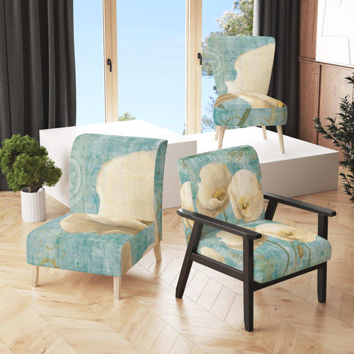 bouquet Poppies on Paisley II - Farmhouse Accent Chair