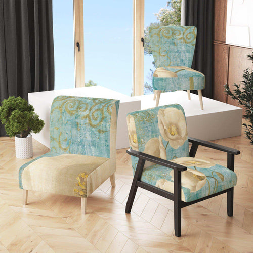bouquet Poppies on Paisley I - Farmhouse Accent Chair