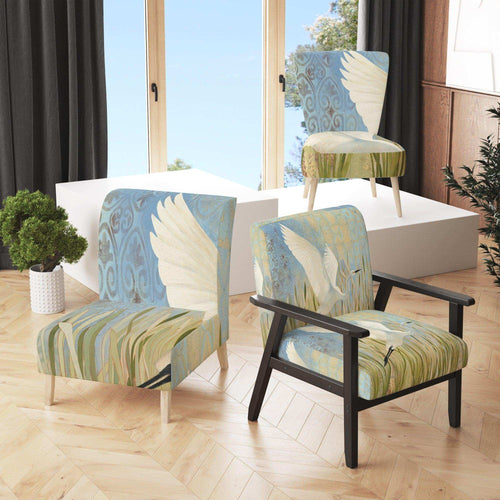 Snowy Egret in Flight vII - Farmhouse Accent Chair