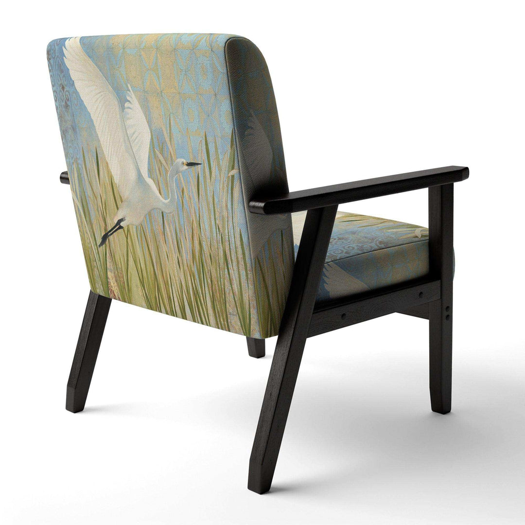 Snowy Egret in Flight vII Farmhouse Accent Chair