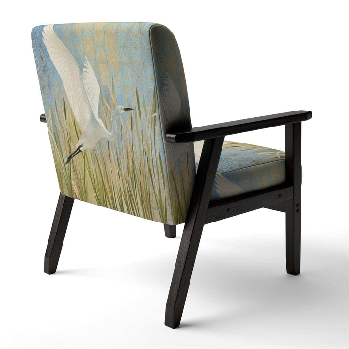 Snowy Egret in Flight vII Farmhouse Accent Chair