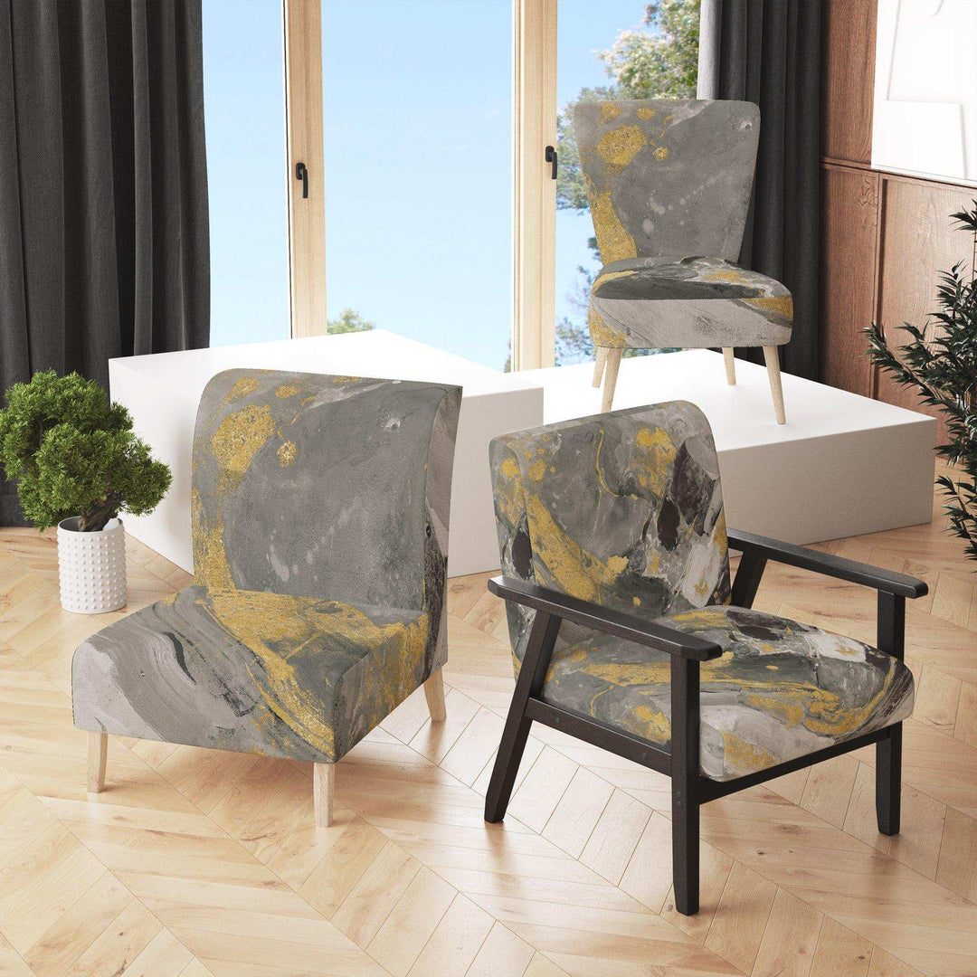 Marble Gold and Black II Modern Accent Chair