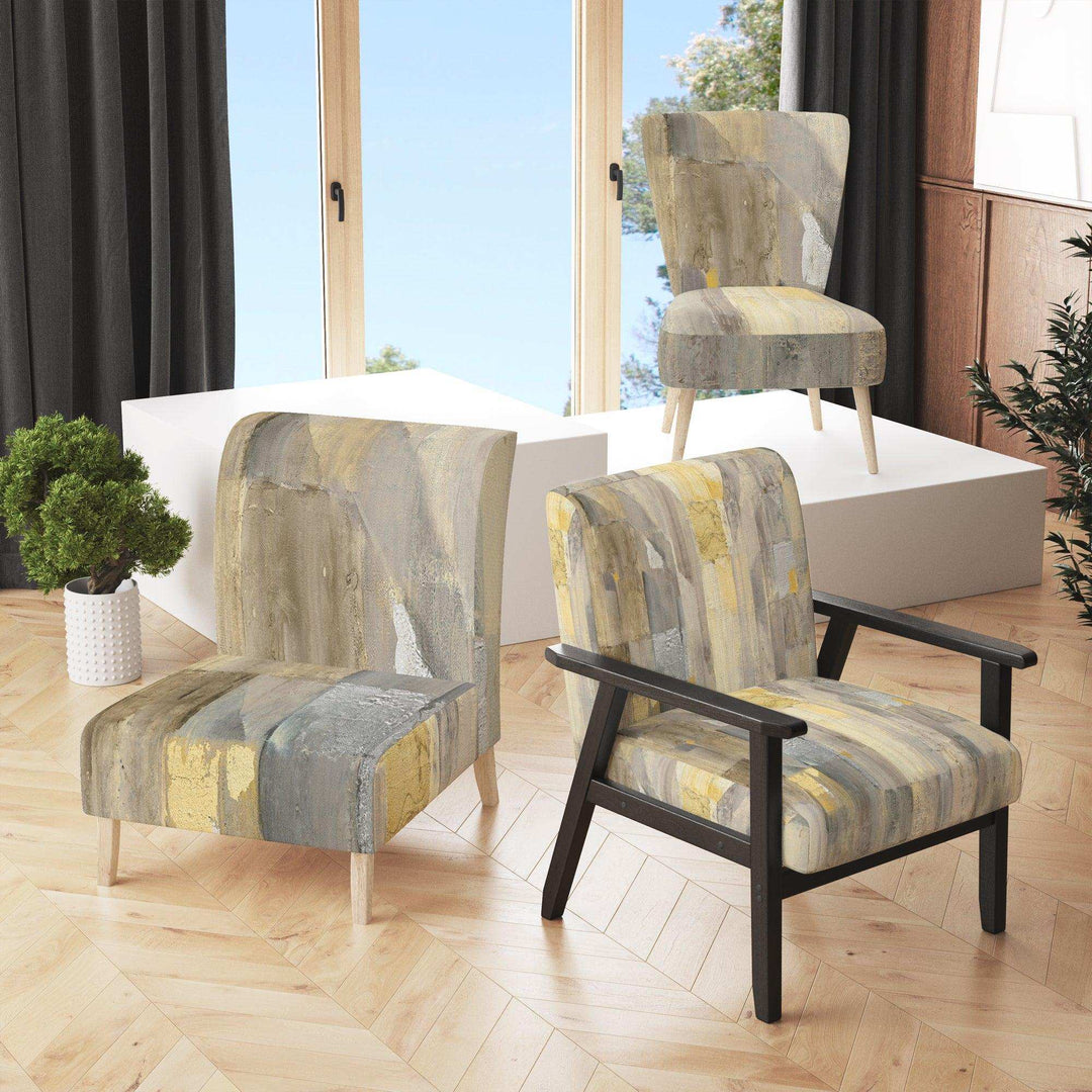 Gold Square Watercolor Glam Accent Chair