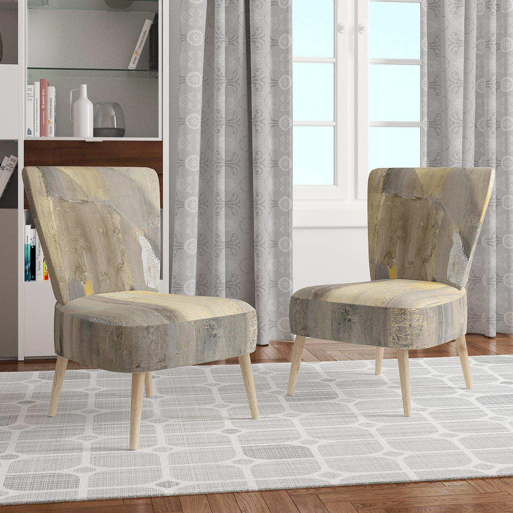 Gold Square Watercolor Glam Accent Chair
