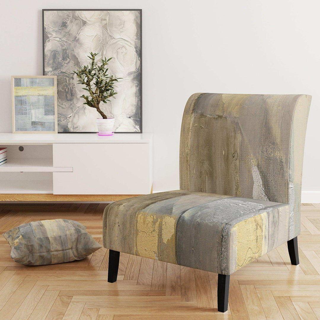 Gold Square Watercolor Glam Accent Chair