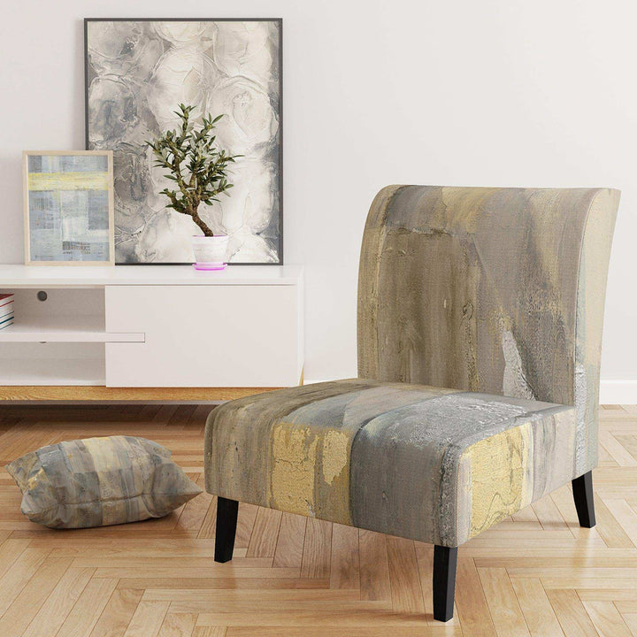 Gold Square Watercolor Glam Accent Chair