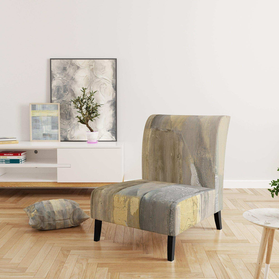 Gold Square Watercolor Glam Accent Chair