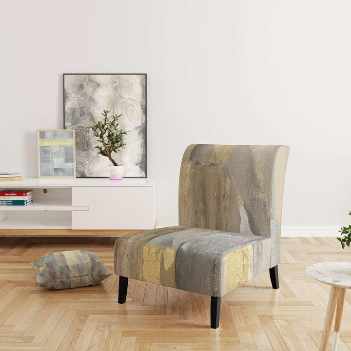 Gold Square Watercolor Glam Accent Chair