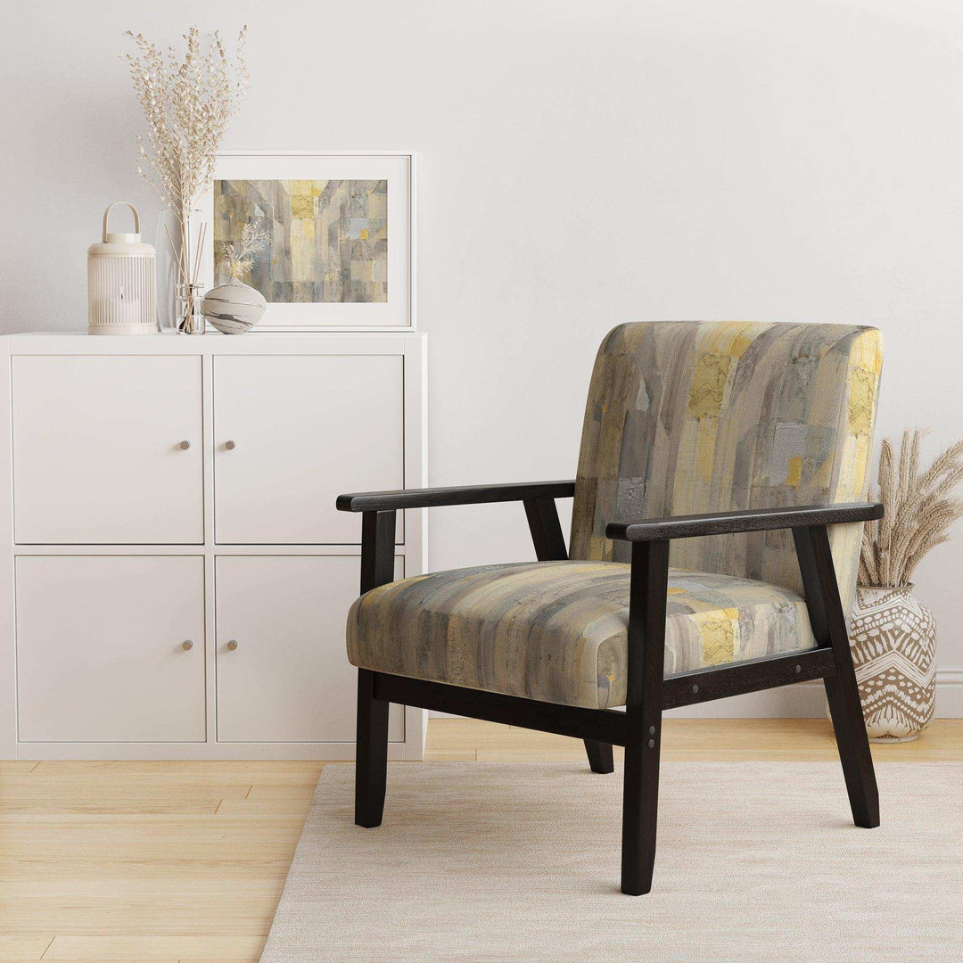 Gold Square Watercolor Glam Accent Chair