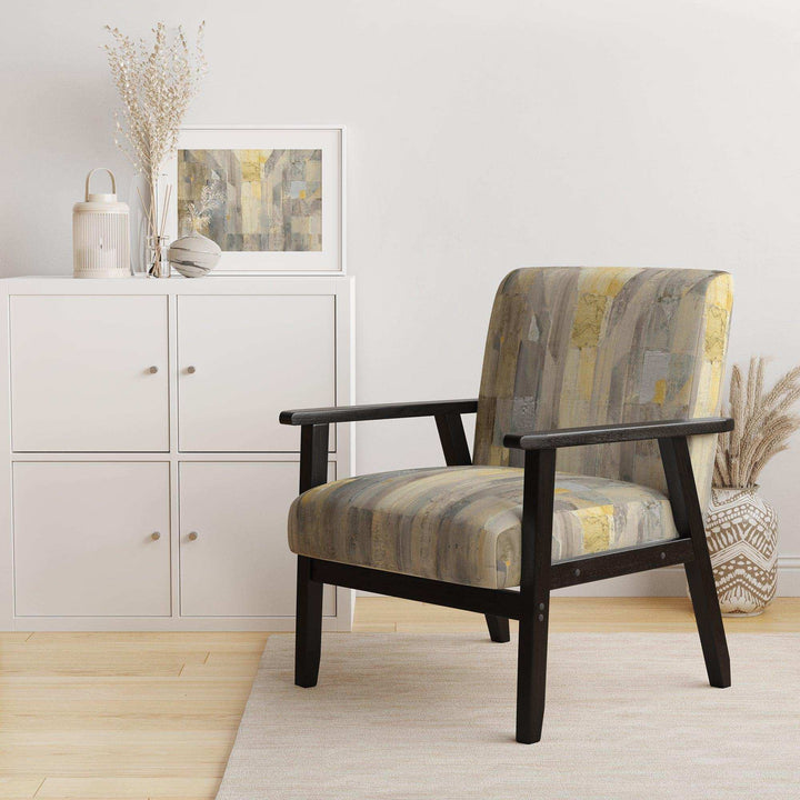 Gold Square Watercolor Glam Accent Chair