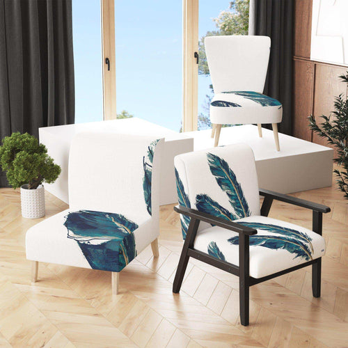 Gold Indigo Feathers III Modern Bohemian Accent Chair