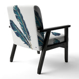 Gold Indigo Feathers III Modern Bohemian Accent Chair
