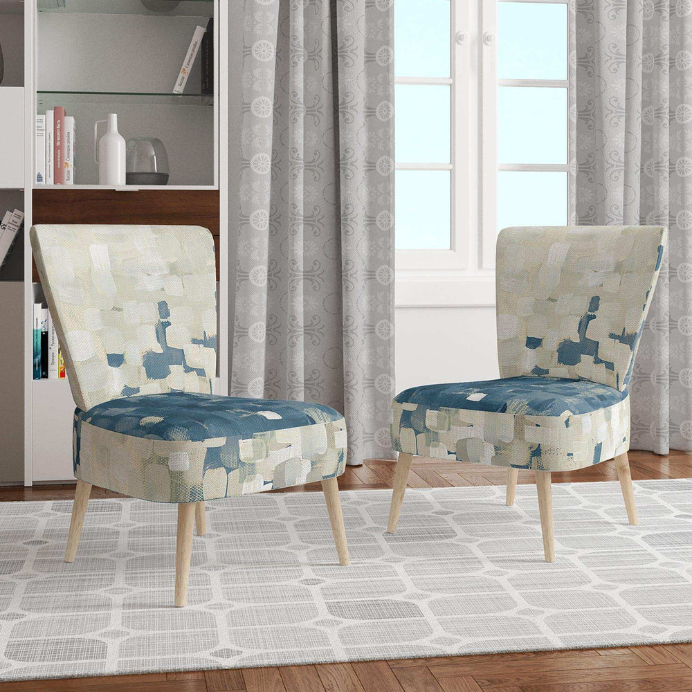 Geometric Blue Spots Modern Accent Chair