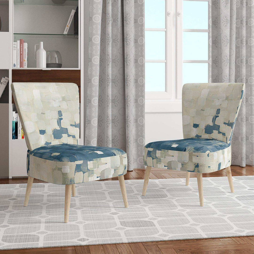 Geometric Blue Spots Modern Accent Chair