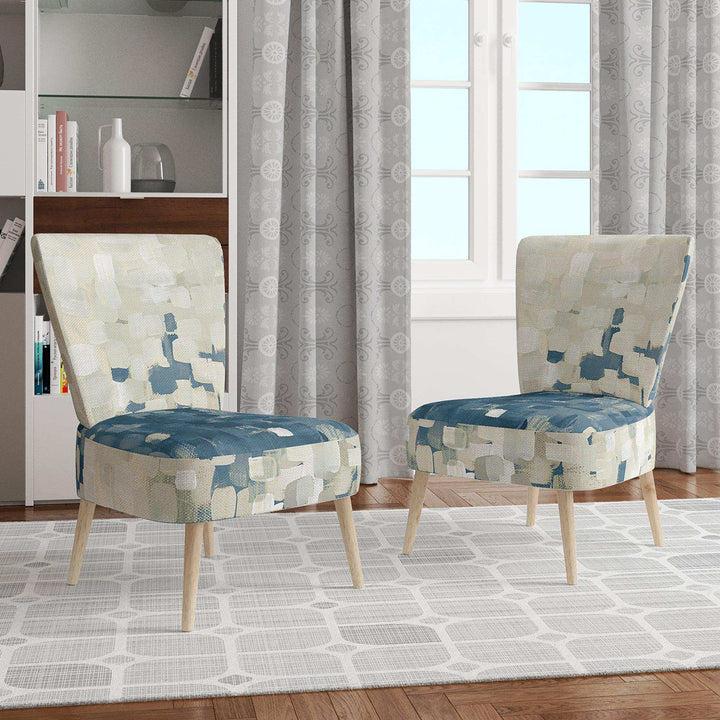 Geometric Blue Spots Modern Accent Chair