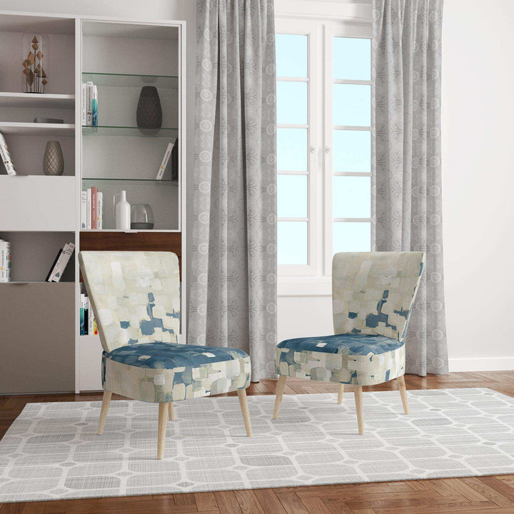 Geometric Blue Spots Modern Accent Chair