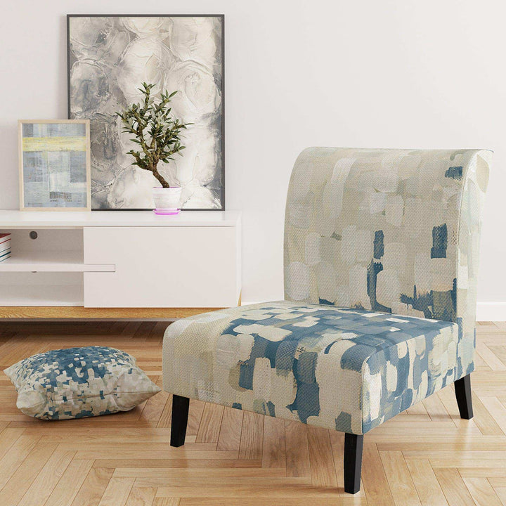 Geometric Blue Spots Modern Accent Chair