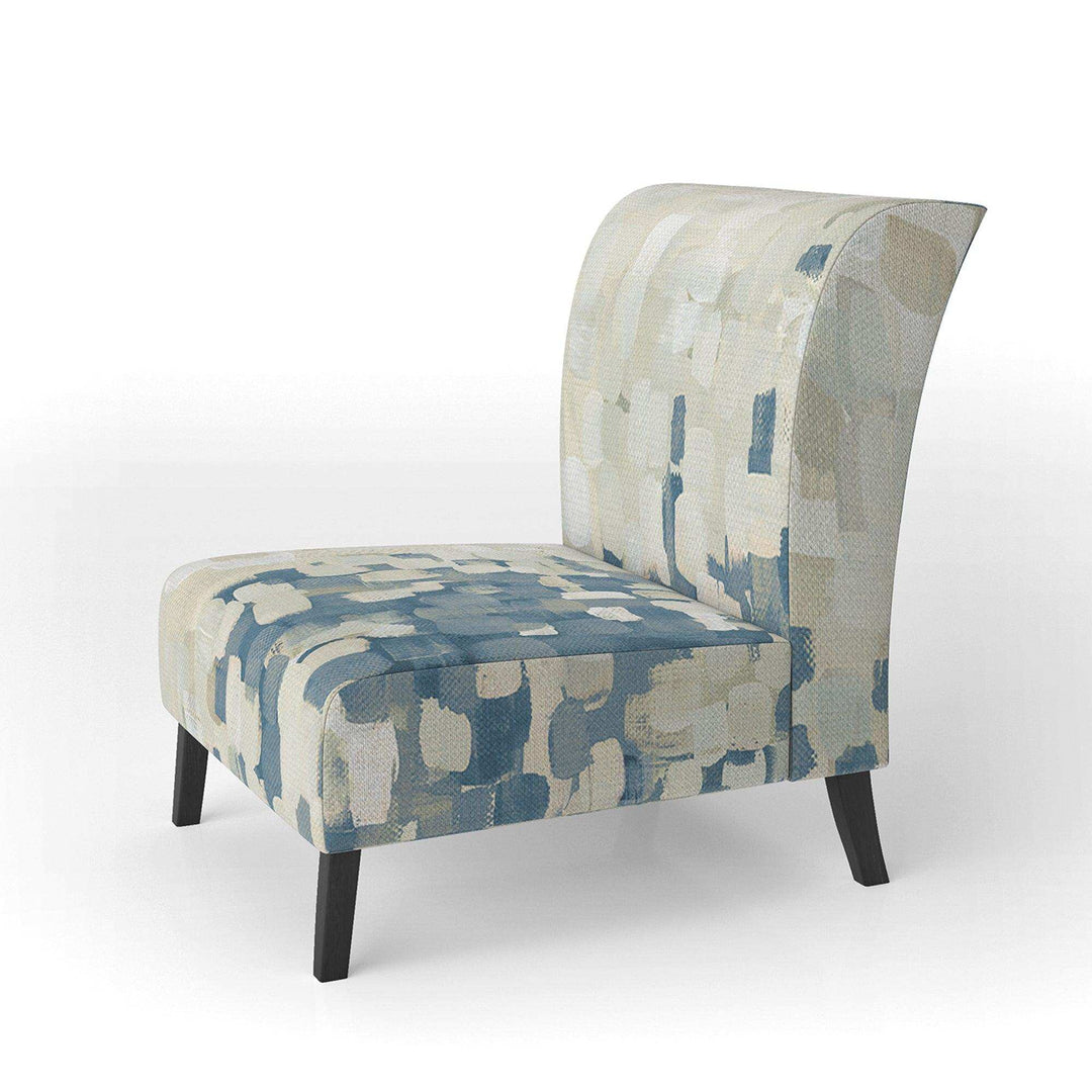 Geometric Blue Spots Modern Accent Chair