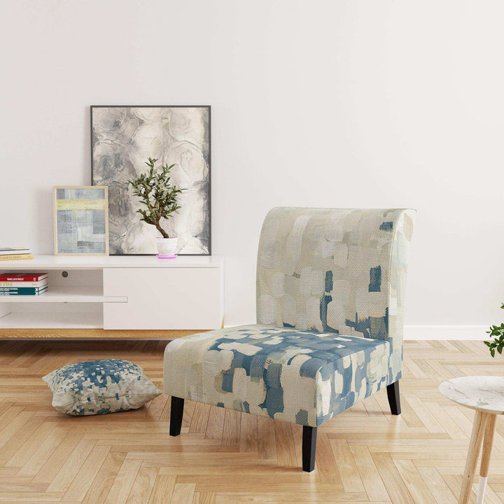Geometric Blue Spots Modern Accent Chair