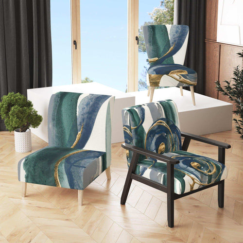 Mettalic Indigo and Gold I - Posh & Luxe Accent Chair