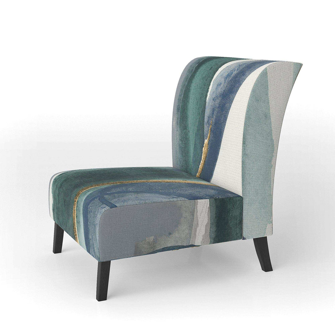 Mettalic Indigo and Gold I Glam Accent Chair