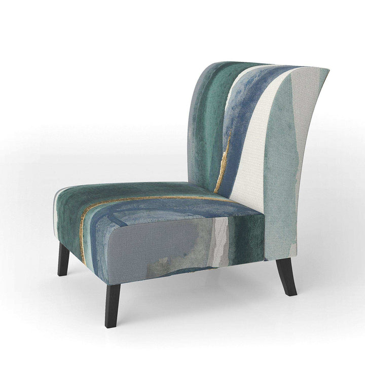 Mettalic Indigo and Gold I Glam Accent Chair