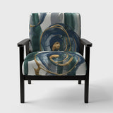 Mettalic Indigo and Gold I Glam Accent Chair