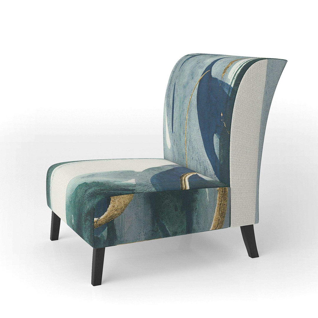 Mettalic Indigo and Gold II Glam Accent Chair