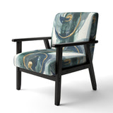 Mettalic Indigo and Gold II Glam Accent Chair