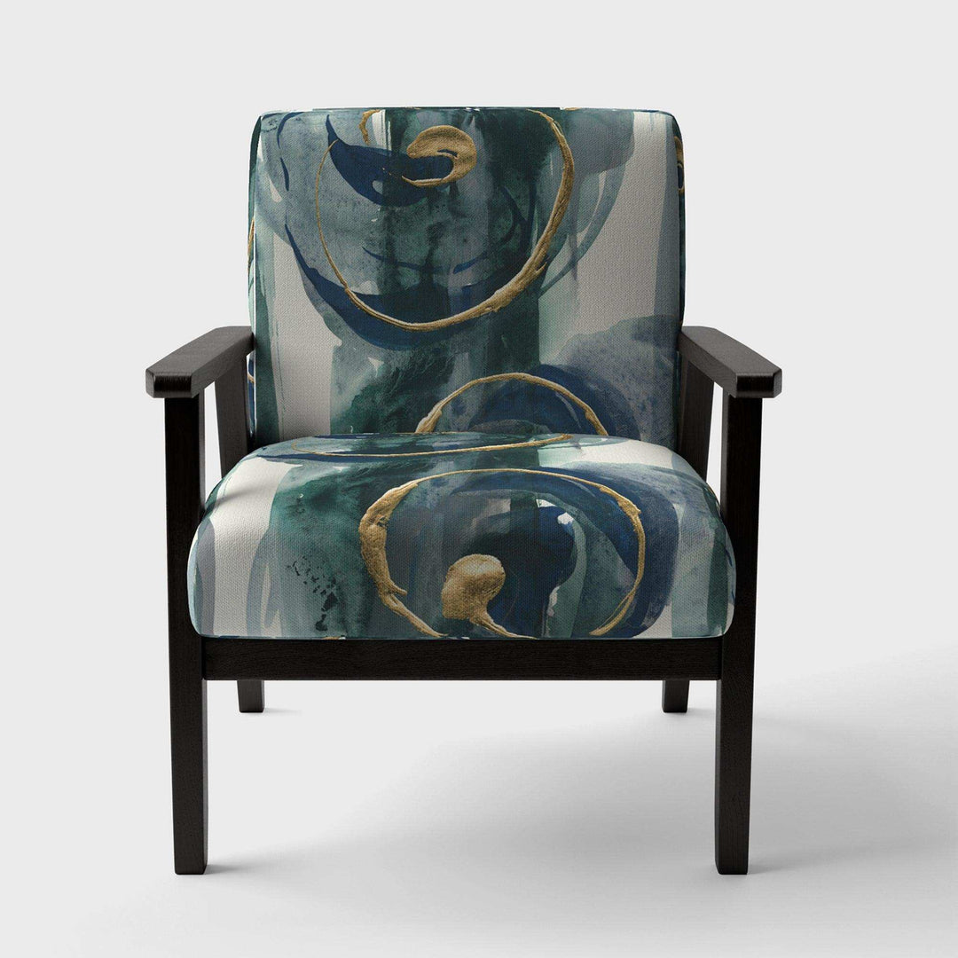 Mettalic Indigo and Gold II Glam Accent Chair
