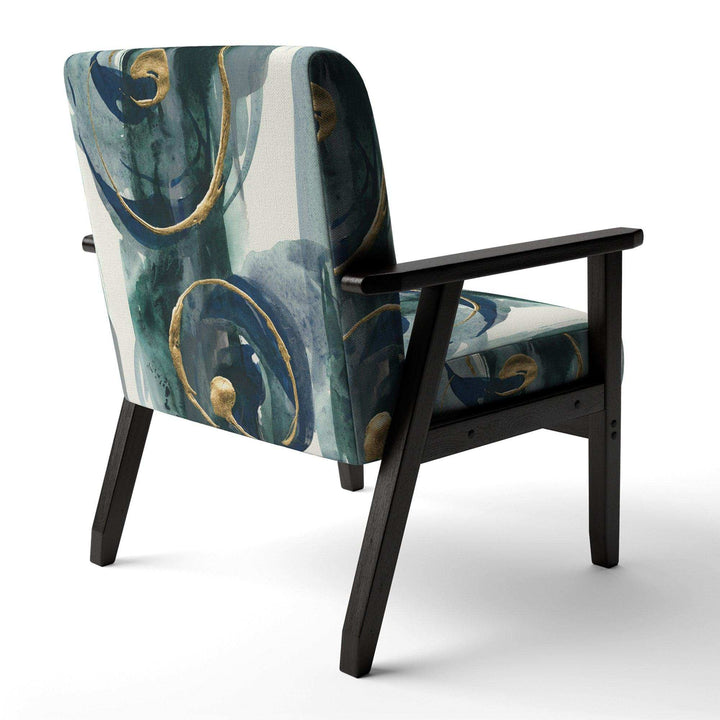 Mettalic Indigo and Gold II Glam Accent Chair