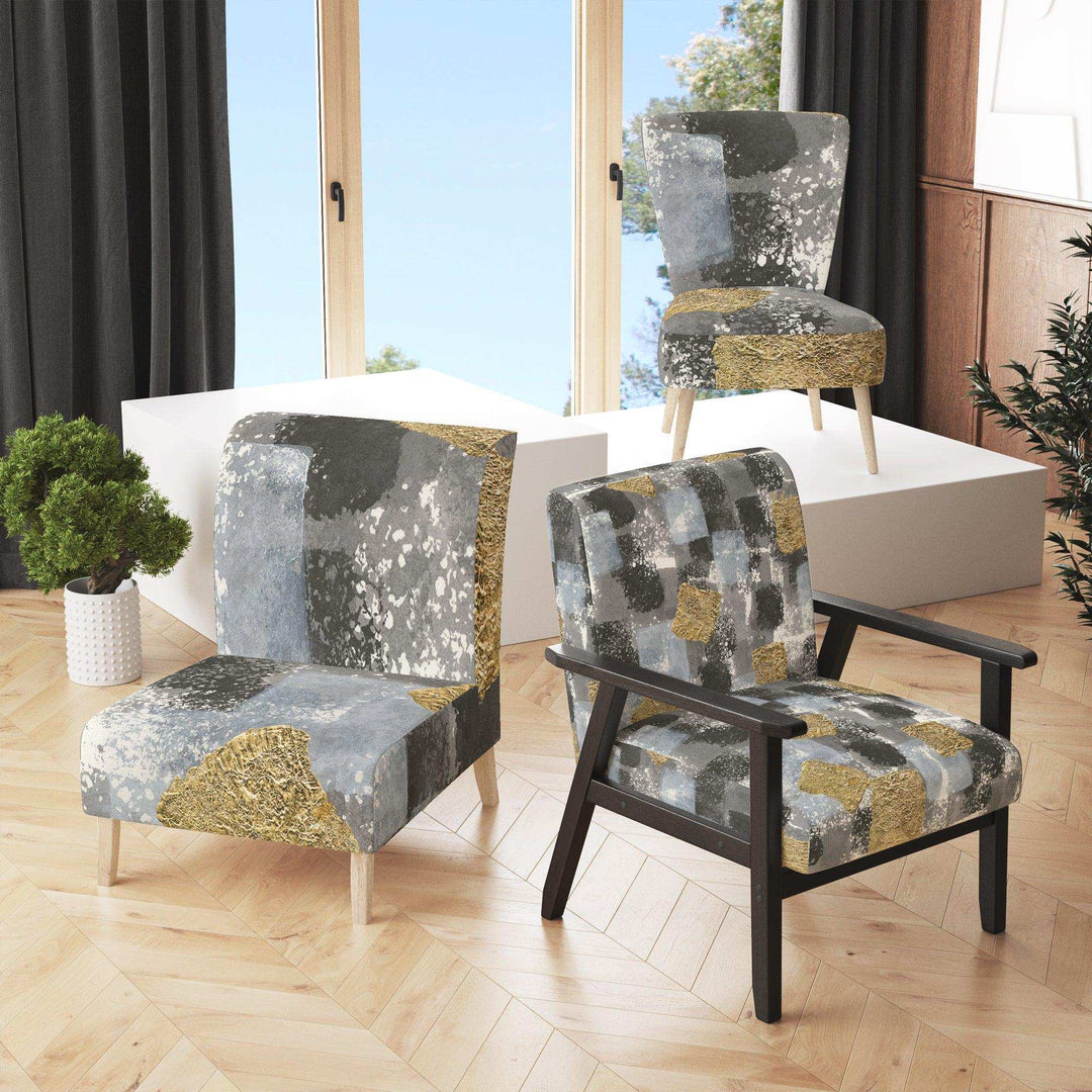 Gold Glamour Squares II Modern Accent Chair