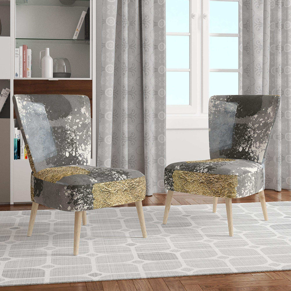 Gold Glamour Squares II Modern Accent Chair