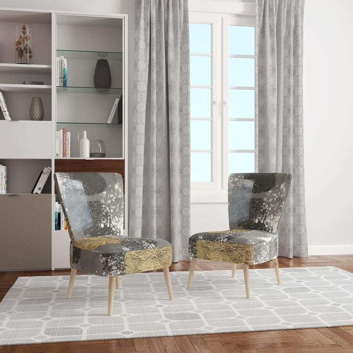 Gold Glamour Squares II Modern Accent Chair