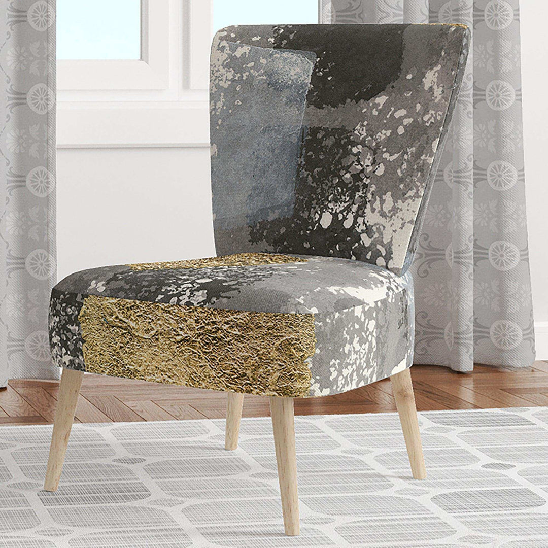 Gold Glamour Squares II Modern Accent Chair
