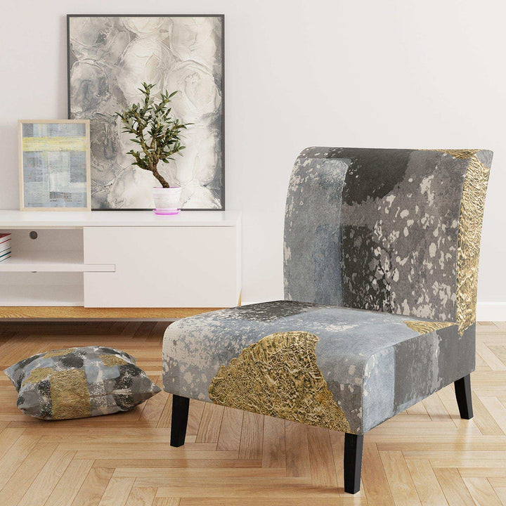 Gold Glamour Squares II Modern Accent Chair