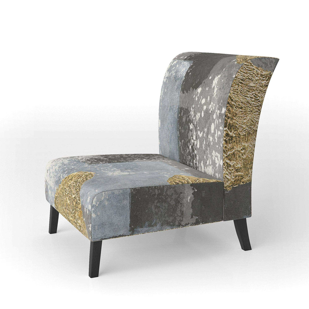 Gold Glamour Squares II Modern Accent Chair