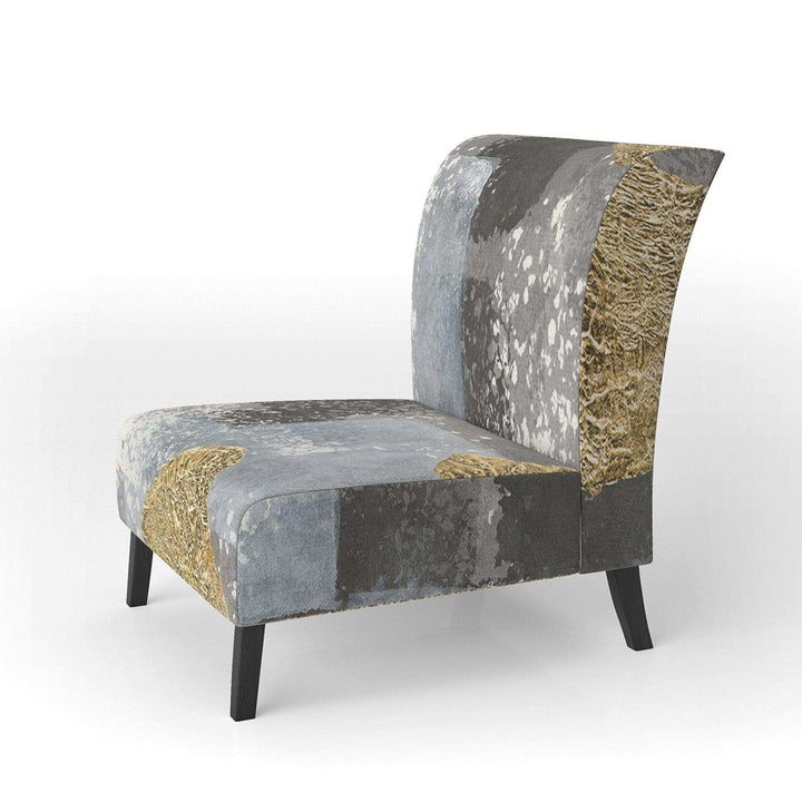 Gold Glamour Squares II Modern Accent Chair