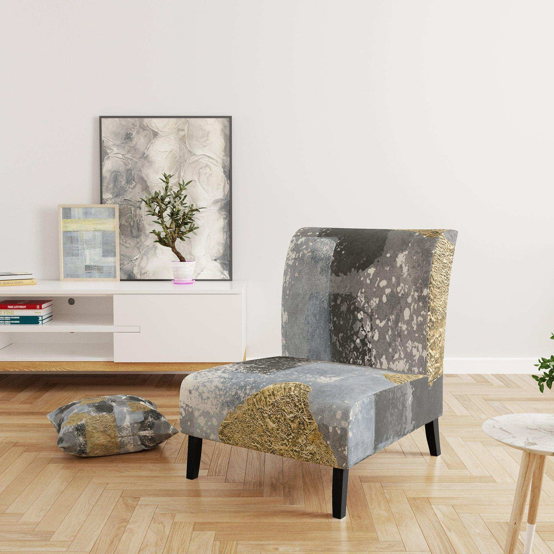 Gold Glamour Squares II Modern Accent Chair