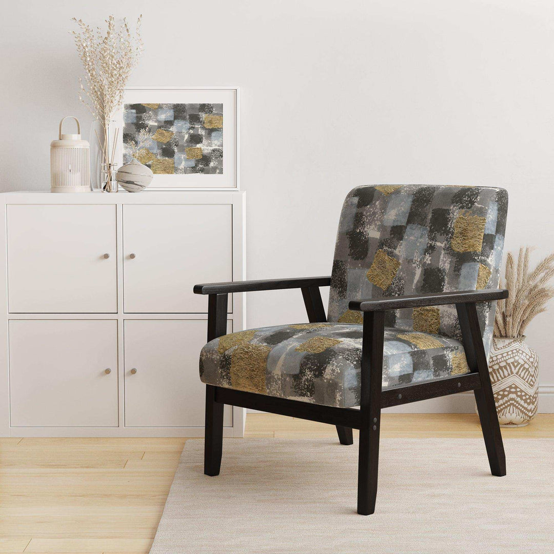Gold Glamour Squares II Modern Accent Chair