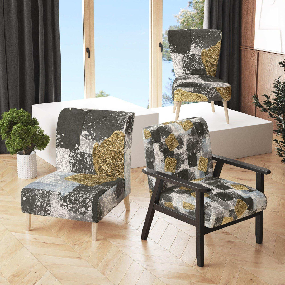 Gold Glamour Squares I Modern Accent Chair