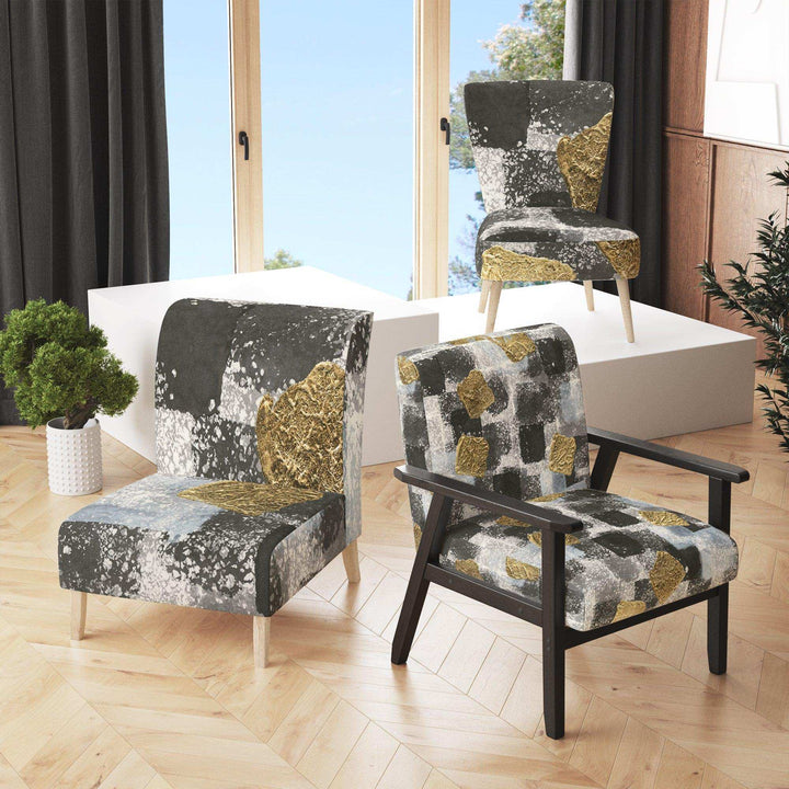 Gold Glamour Squares I Modern Accent Chair